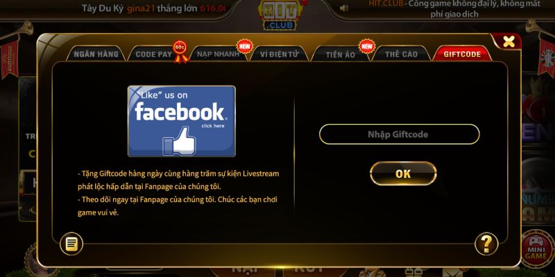 Tiến lên đếm lá Hit Club: Trải nghiệm game hot bậc nhất 2025 4 Tặng giftcode trên tiến lên đếm lá Hit Club